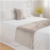 JANEMUA Runner da Letto in Velluto Liscio E Cuscini Abbinati, Asciugamano di Fine Letto per Hotel E Pensioni, Copriletto per Locanda E Colazione, Sciarpa da Letto Morbida-Beige||260X45cm for 2m Bed
