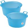 Sicignano Casalinghi Ingrosso Casalinghi Sicignano | Set 2 Bacinelle Tonde in Polietilene - Idonea al Contatto Alimentare - Multiuso per Cucina Lavanderia Giardinaggio Pulizie Domestiche - Resistente e Leggera (Azzurro, Ø 45x22 cm)