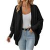 Generic Cardigan da donna con maniche a pipistrello aperto sul davanti oversize cardigan lavorato a maglia casual tinta unita da donna maglieria, Nero , M