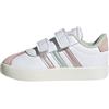 adidas Unisex - Bimbi 0-24 VL Court Shoes, Ftwr White/Linen Green Met./Sandy Pink Met., 26 EU