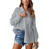 Nonsar - Camicia elegante da donna, a maniche lunghe, con scollo a V, stile casual e alla moda, con taschino, grigio., XXL