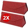 TBOC Custodia Pieghevole Occhiali da Sole - [Pack: 2 Unità] Astuccio [Rosso Lucente] Rigido [Triangolare][Chiusura Magnetica] Fodera Interna Porta Lenti Lettura Lavoro Auto Grande Uomo Donna Bambini