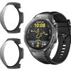 Funrae Custodia Compatibile con Huawei Watch GT5/GT 5 Pro 46MM [2 Pezzi], Cover Protettiva Telaio Rigida PC [Con Vetro Temperato] HD Clear Anti-Graffio Protezione Case - Nero