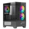 Nuwo Clash CK100 Case PC Gaming Micro-ATX - Mini Tower 3 Ventole ARGB 120mm - Pannello Frontale e Laterale in Vetro Panoramico Senza Cornice, Nero