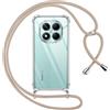 Pnakqil Cover per Xiaomi Redmi Note 14 5G con Cordino, Trasparente Custodia con Laccio Tracolla Cellulare Girocollo Collana Protettiva per Redmi Note 14 5G 6.67 Pollic, Khaki