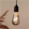Hellum Lampada a sospensione con batteria e telecomando, ST64 Ø 6,4 x 13,8 cm, lampadina smoky con batteria, lampada a sospensione retrò dimmerabile (4 batterie AA non incluse) 150421
