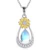 VONALA Collana con ciondolo a forma di girasole, con pietra di luna, in argento Sterling 925, regalo per donne e ragazze, Argento sterling