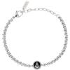 Breil, Collezione Ketch, Bracciale Uomo, con Elemento Centrale Tondo in Acciaio Bicolor con Simbolo dell'Ancora, Pratica Chiusura a Moschettone, Lunghezza Regolabile 17.5-22.5 cm, Silver e Black