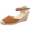 Lora Dora Sandali con zeppa in iuta da donna con memory foam, tacco medio a slingback, espadrillas di moda con cinturino alla caviglia, scarpe estive, Blu Navy (Con Memory Foam), 41 EU