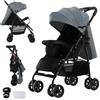 Magic ZC Ultraleggero Passeggino di Soli 4,6 kg, Carrozzina per Neonati Fino a 15 kg, Passeggino da Viaggio con Posizione Sdraiata Regolabile, Passeggino Compatto Portatile Pieghevole (A8 Grey)
