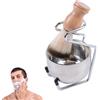 Aiweijia Set di pennelli da barba, set da barba 3 in 1 per uomo, ciotola da barba in acciaio inox e supporto da barba per uomo