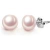 EVER FAITH Orecchini Argento 925,EVER FAITH donna piccoli Rosa Perla coltivata d'acqua dolce AAAA bottone lobo 6MM