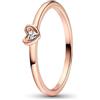 PANDORA Anello Moments con cuore Radiant placcato in oro rosa 14 k con zirconi cubici trasparenti, 50
