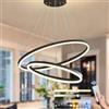 YYUTLUO Lampadario LED Moderno DIY Cerchio, 2 Marrone Anelli, 60+80cm=65W H200cm Altezza Regolabile, Metallo + Acrilico, Telecomando Dimmerabile Lampadario Rotondo Soffitto, Soggiorno Camera Da Letto
