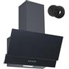 PKM KH9039H - Cappa aspirante in vetro, 60 cm, colore: Nero