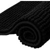 subrtex Tappeto da bagno in ciniglia, morbido e corto, in peluche, tappetino da doccia assorbente, ad asciugatura rapida, lavabile in lavatrice (nero, 40,6 x 61 cm)