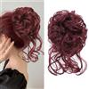 Shangxiu chignon finto per capelli Hair Extension Ponytail Estensioni di Capelli Veri Ricci Pezzi di Capelli Ondulati Updo Coda di Cavallo Ciambella per Capelli Chignons Accessori per Capelli (nero/bugrundy)