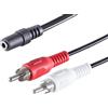 1aTTack.de 1 presa jack da 0,2 m, colore nero, 3,5 mm, stereo su 2 connettori RCA, cavo adattatore, connettori placcati in nichel, ideale per connessioni audio e video