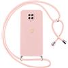 Oelrstfe Cover per Xiaomi Redmi Note 9 Pro/9 Pro Max/9S 4G con Cordino,Custodia Silicone Morbido Sottile con Motivo Cuore e Collana Laccio Tracolla,Antiurto Antigraffio Corda Regolabile Case,Rosa