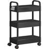 Generic Carrello per libri, organizer a 3 livelli con ruote per snack, libri, forniture, carrello multiuso per cucina, camera da, ufficio, soggiorno, studio o dormitorio, 69 x 33 x 22 cm
