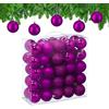 Relaxdays Palline di Natale, Set 50 Palle Albero, Addobbi Natalizi, ∅ 6 cm, in Plastica Opaca, Lucida, Glitter, Fucsia
