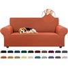 KEKUOU Loveseat - Copridivano elasticizzato per divano a 2 cuscini (140-200 cm), protezione per mobili con fondo elastico, per bambini e cani, in jacquard a quadretti piccoli (medio, zucca purea)