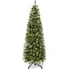 YITAHOME Albero di Natale Artificiale Sottile 182 cm con 200 Luci LED, ca. 700 Punte, Albero di Natale Realistico con Telaio Pieghevole & Supporto in Metallo, 182 x Φ65 cm