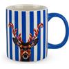 WD LifeStyle Tazza New Bone China 330 Ml Decoro Corna Candy Cane Blu Natale