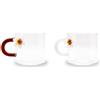 WD LifeStyle Set 2 Tazzine Caffè Vetro Borosilicato 130 Ml Decoro Margherita
