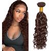 Heiowuio 26 pollici Brazilian Remy Hair Bundles Human Hair Extension #4 Chocolate Brown Water Wave Unprocessed capelli umani Tissage Brazilianne Real Human Hair 100g/Bundles