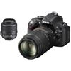 Nikon D5200 Fotocamera Digitale SLR, 24 Megapixel, Display TFT da 7.6 cm (3 Pollici), Full HD, HDMI, Double Zoom Kit, incluso Obiettivo AF-S DX 18-55 mm VR e 55-300 mm, Colore Nero [Versione EU]