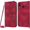 NETANY Cover per Samsung Galaxy A30/A20 con Cordino, Flip Portafoglio Custodia in Pelle, [2 Porta Carte][Chiusura Magnetica],Custodia Libro Antiurto Cover con Laccio per Samsung A30/A20 (Rosso)