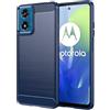 owlhold Cover per Motorola Moto G24 / E14 / G04 / G04s, Custodia Spazzolata e Fibra di Carbonio Morbido Silicone TPU Slim Fit Case, Antiurto, Antigraffio, Antiscivolo, Protezione Grado Militare, Blu