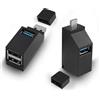 HATMINI Hub USB a 3 porte, adattatore di espansione USB maschio a femmina 2 pezzi splitter da 90 gradi 1 porta USB 3.0 e 2 porte USB 2.0 Dati per il collegamento di disco rigido (USB A+C)