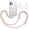 TBOC Pack: Cordino Catenella Laccio Strap Porta Cover [Pesca] + 2 Toppe di Fissaggio aggiuntive Telefono Cellulare Collo - Tracolla Catenina cordini Phone Cellulari Universale Laccetti
