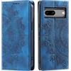 CASEONJAN Cover per Google Pixel 8a, Pelle PU Custodia a portafoglio con scomparti per Slot Schede, Antiurto Flip Caso Cover per Google 8a (Vintage Blu)