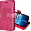 KANVOOS Cover per Oppo Find X5 Lite 5G, Custodia a Libro in Pelle PU con Silicone TPU, Antiurto Flip Portafoglio (Fucsia)