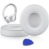 SoloWIT Cuscinetti Auricolari in Pelle d'Agnello Ricambio per Beats Solo 2 e Solo 3 Wireless On-Ear Cuffie, Padiglioni Cuffie Solo2 Solo3 con Schiuma ad Alta Densità, Spessore Aggiunto - Bianco