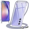 Oelrstfe Cover con Cordino per Samsung Galaxy A54 5G, Trasparente Silicone Custodia con Regolabile Collana Laccio Tracolla, Antigraffio Proteggere Case Corda per Samsung A54 5G, Grigio