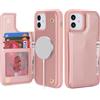 SailorTech per iPhone 12 Pro Custodia per telefono con porta carte di credito, iPhone 12 Custodia con slot per carte di credito mag safe Portafoglio Zipper per uomo - Oro Rosa