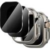 Diruite 2+2 Pezzi Pellicola Protettiva per Apple Watch Ultra 3/2/1 49mm Cover,PC Custodia*2&Vetro Temperato Privacy Pellicola*2,Acciaio Titanio(Privacy),49mm
