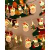 GEEKEO Luci Natale Interno Catena Luminosa, Luci Stringa di Pupazzo di Neve e Babbo Natale 3M 20LEDs,Lucine LED Decorative a Batteria per Albero di Natale,Decorazione Della Stanza,Party,Giardino
