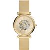 Fossil Orologio Carlie per donna, Movimento automatico con cinturino in acciaio inossidabile o in pelle, Tono Oro, 35 mm