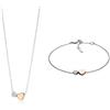Fossil Donna Acciaio Inossidabile Collana con Ciondolo JF03097998 + Bracciale Donna Acciaio Inossidabile JF03095998