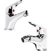 GC GLOBALCOMMERCE Kit 2 Rubinetti Bagno Lavabo e Bidet in Ottone Cromato, Coppia Miscelatori