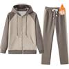 amropi Donna Tuta da Vello Foderato Giacca con Cappuccio e Jogging Pantaloni Inverno Caldo Sportivo Completo caffè, XL
