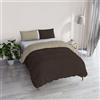 Italian Bed Linen Copripiumino Piazza e Mezza, Tinta Unita Double Face, Parure Copripiumino VERA, con Sacco Piumone 200x200cm + coppia federe 50x80cm MARRONE/TORTORA