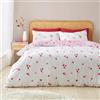 Catherine Lansfield Seersucker - Set copripiumino king size con federe a forma di cuore, bianco/rosso