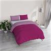 Italian Bed Linen Copripiumino Piazza e Mezza, Tinta Unita Double Face, Parure Copripiumino VERA, con Sacco Piumone 200x200cm + coppia federe 50x80cm FUCSIA/LILLA