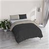 Italian Bed Linen Copripiumino Piazza e Mezza, Tinta Unita Double Face, Parure Copripiumino VERA, con Sacco Piumone 200x200cm + coppia federe 50x80cm FUMO/GRIGIO CHIARO